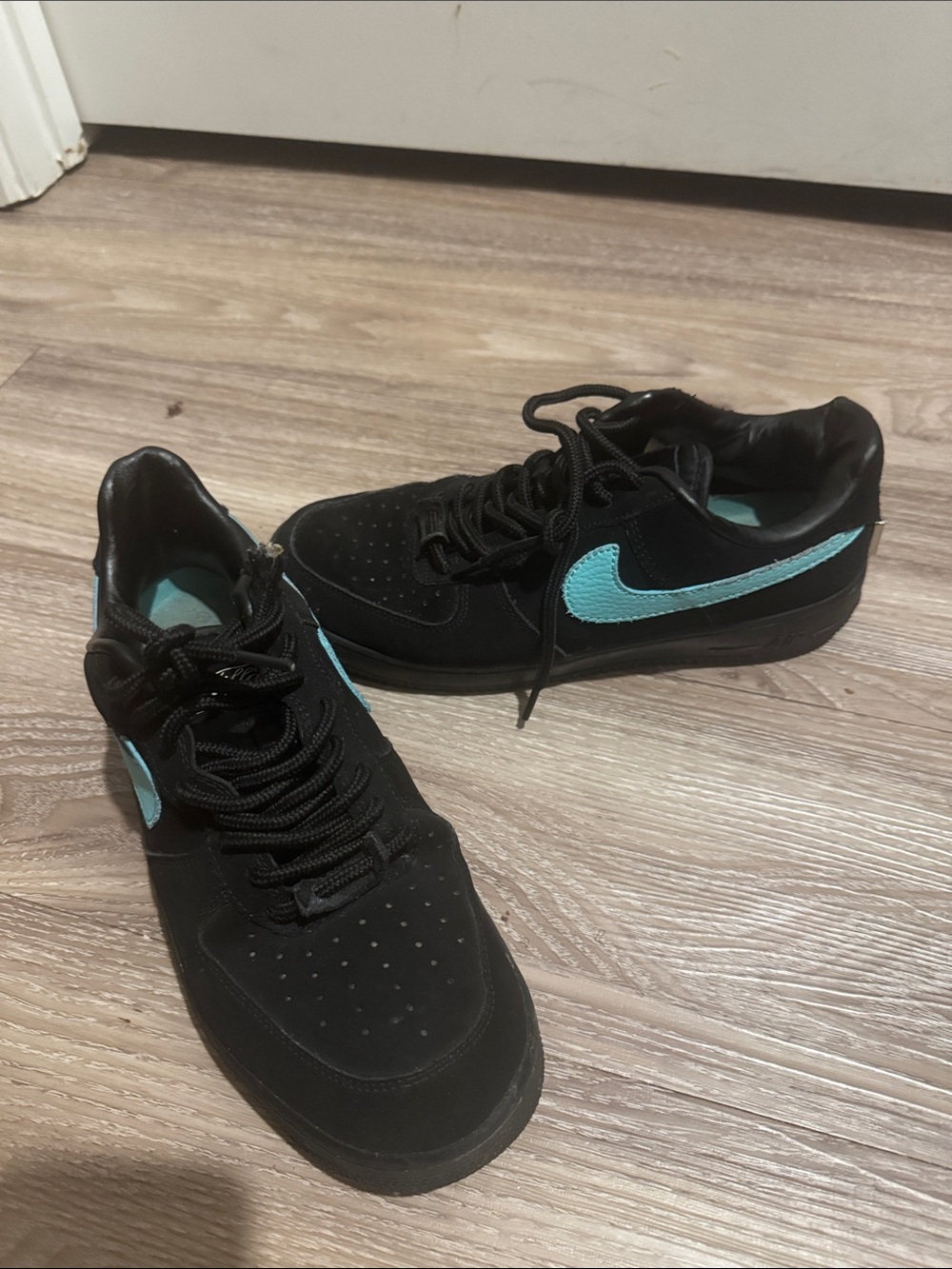 Nike Black Sneakers with Teal Swoosh
